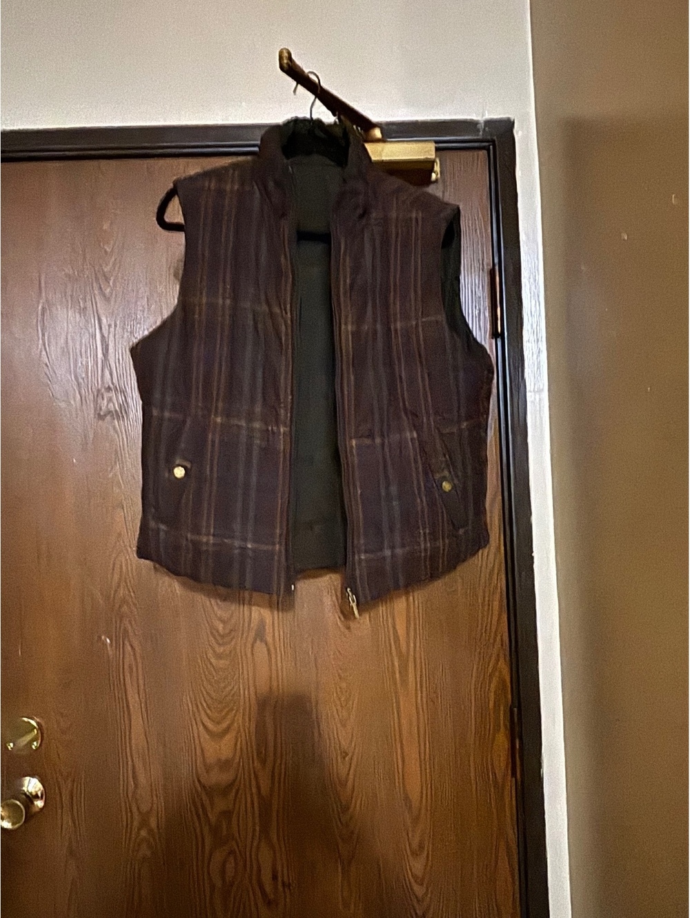 Perfect Fall Plaid Puffer Vest- Size Large